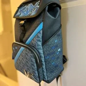 Michael Kors Blue and Tan Backpacks with Signature MK Design NEW Auth. MICHAEL KORS MAISIE MK Signature Mini 2in1  main image 3